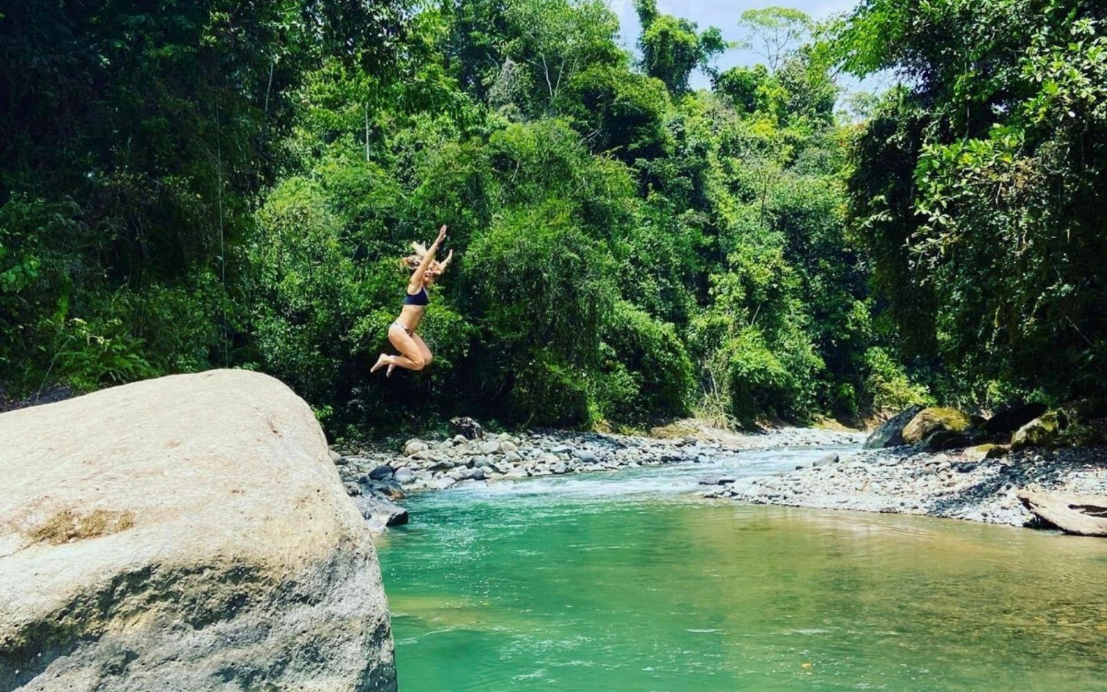 3 Our favorite boulder to jump from into the river, only steps from your tent!